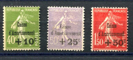 RC 27579 FRANCE COTE 325€ N° 275 / 277 SERIE CAISSE D' AMORTISSEMENT NEUF * MH TB - Unused Stamps