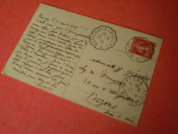 Cachet Convoyeur Montchanin à Moulins Sur Carte Type Du Centre, En Bourbonnais, Un âne & 1 Jeune Femme. 1913 - Correo Ferroviario