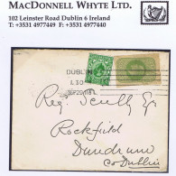 Ireland 1911 Combination Franking Of Halfpenny Adhesive Plus Halfpenny Stationery Cut-out On Cover DUBLIN SEP 29 - Otros & Sin Clasificación