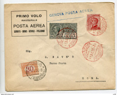 Genova/Roma Del 13.4.26 - Aerogramma Per Roma Fermo Posta - Storia Postale (Posta Aerea)