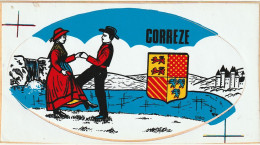 PE -(19) CORREZE - ADHESIF COULEURS AVEC BLASON ET COUPLE DE DANSEURS - LOT DE 10  - Autres & Non Classés