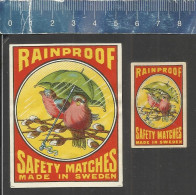 RAINPROOF MATCHES - OLD  MATCHBOX LABELS MADE IN SWEDEN - Matchbox Labels