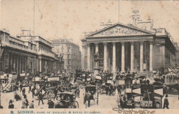 PE 18 - ANGLETERRE - ENGLAND - LONDON - BANK OF ENGLAND & ROYAL EXCHANGE (1904)- VOITURES HIPPOMOBILES  - 2 SCANS - Andere & Zonder Classificatie