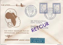 1953 SVEZIA/SVERIGE - SAS FIRST FLIGHT STOCKHOLM-JOHANNESBURG - Europe