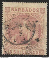 1873 BARBADOS, N° 64  5sh. Dull Rose USED - Altri & Non Classificati