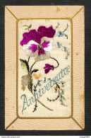 FANTAISIE - CARTE BRODÉE - ANNIVERSAIRE - Fleurs - Embroidered