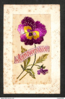 FANTAISIE - CARTE BRODÉE - ANNIVERSAIRE - Fleurs - Bestickt