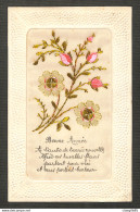 FANTAISIE - CARTE BRODÉE - BONNE ANNÉE - Fleurs - Embroidered