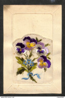 FANTAISIE - CARTE BRODÉE Avec Pochette - Bouquet De Fleurs - 1923 - Bestickt