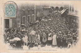 PE 24 -(23) EVAUX LES BAINS - PROCESSION DE LA CHASSE DE SAINT MARIEN - ECCLESIASTIQUES , FIDELES   - 2 SCANS - Evaux Les Bains