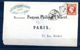 200324  LETTRE AVEC N° 17A   Carmin Rosé - 1849-1876: Période Classique