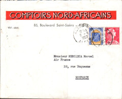 ALGERIE  AFFRANCHISSEMENT COMPOSE SUR LETTRE A EN TETE DE ALGER  POUR LA FRANCE 1957 - Brieven En Documenten