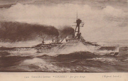 OP Nw28- CUIRASSE A TURBINES " COURBET " PAR GROS TEMPS  - 2 SCANS - Warships