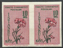 Turkey; 1955 Istanbul Spring And Flower Festivity 10 K. ERROR "Imperf. Pair" - Ongebruikt