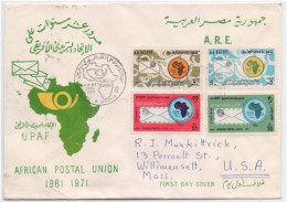 UPAF, African Postal Union, Mail Letter, Pigeon, Map, Transport Service, Egypt To USA Circulated Cover 1971 - Posta