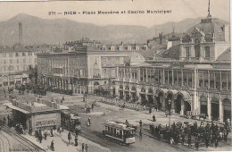 OP Nw31-(06) NICE - PLACE MASSENA ET CASINO MUNICIPAL - STATION DES TRAMWAYS - ANIMATION- 2 SCANS - Tráfico Rodado - Auto, Bus, Tranvía