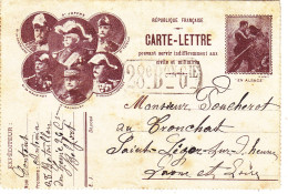 TRES TRES RARE CARTE LETTRE 2 PARTIES. DE 1915.COMPLETE." LES GENERAUX " DU 28 E.BATAILLON DU GENIE A BELFORT. - Lettere