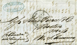 MTM124 - 1853 TRANSATLANTIC LETTER FRANCE TO USA STEAMER CANADA CUNARD - Storia Postale