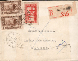 ALGERIE AFFRANCHISSEMENT COMPOSE SUR LETTRE RECOMMANDEE POUR LA FRANCE 1937 - Brieven En Documenten