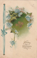 OP Nw38- " MUCHAS FELICIDADES " - CARTE FANTAISIE GAUFREE - DECOR FLORAL ET TREFLE DORE - Other & Unclassified