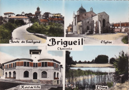 MO 32-(16) BRIGUEIL - CARTE MULTIVUES : HOTEL DE VILLE , EGLISE , ROUTE DE SAULGOND , ETANG - Sonstige & Ohne Zuordnung