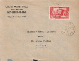 ALGERIE SEUL SUR LETTRE A EN TETE DE SAINT DENIS DU SIG POUR LA FRANCE 1937 - Cartas & Documentos