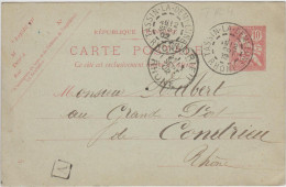 BOITE URBAINE RHONE CP ENTIER MOUCHON 1902 TASSIN LA DEMI LUNE T84 + BOITE URBAINE A = LA MAIRIE - 1877-1920: Semi Modern Period