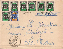 ALGERIE AFFRANCHISSEMENT COMPOSE SUR LETTRE DE BONE POUR LA FRANCE 1957 - Cartas & Documentos