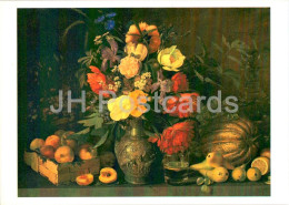 Painting By I. Khrutsky - Still Life - Flowers And Fruits - Peach - Pear - Russian Art - 1981 - Russia USSR - Unused - Paintings