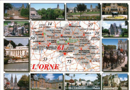 1 Map Of France * 1 Ansichtskarte Mit Der Landkarte - Département Orne - Ordnungsnummer 61 * - Landkarten