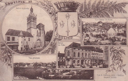 OP 42-(21) SOUVENIR DE SAULIEU - CARTE FANTAISIE MULTIVUES : SAINT ANDOCHE , HOTEL DE VILLE , CHAMP DE FOIRE  - Saulieu