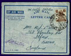 Ref 1646 - WWII RAF Censored India Airletter - R.A.F. Post South East Asia Postmark - Posta Aerea