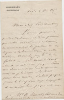 Bordeaux,1872, Autographe Du Député De La Commune De Paris, Emile Fourcand à Brunet, Tribunal Commerce.Franc-maçon - Historical Documents