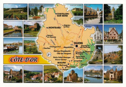 1 Map Of France * 1 Ansichtskarte Mit Der Landkarte - Département Côte-d'Or- Ordnungsnummer 21 * - Landkaarten