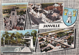 PE 30-(28) JANVILLE - CARTE MULTIVUES : LA PISCINE , LE CENTRE , ROUTE DE CHATEAUDUN , L'EGLISE - Otros & Sin Clasificación