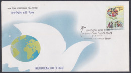 Inde India 2005 FDC International Day Of Peace, Flag, Germany, Italy, Sweden, FInalnd, China, USA, First Day Cover - Sonstige & Ohne Zuordnung