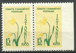 Turkey; 1955 Istanbul Spring And Flower Festivity 15 K. ERROR "Imperf. Edge" - Ungebraucht