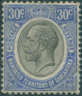 Tanganyika 1927 SG98a 30c Black And Blue KGV Crease MH - Tansania (1964-...)