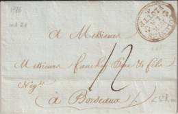 1786 - ENTREE MARITIME COLONIES PAR LA FLOTTE SUP ! RARE IND 21 ! - LETTRE De ST PIERRE MARTINIQUE - Schiffspost