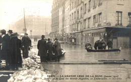 CRUE DE PARIS INONDATION DU QUAI DES GRANDS AUGUSTINS UN EMBARCADERE - Überschwemmung 1910