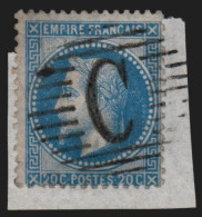 N°29A, Lauré 20c Bleu, Oblitéré Cachet Anglais Killer C De Constantinople - TB - 1863-1870 Napoléon III Con Laureles