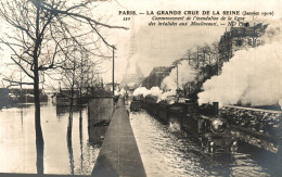 PARIS GRANDE CRUE DE LA SEINE COMMENCEMENT DE L'INONDATION DE LA LIGNE DES INVALIDES AUX MOULINEAUX - Überschwemmung 1910