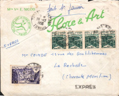 TUNISIE AFFRANCHISSEMENT COMPOSE SUR LETTRE POUR LA FRANCE 1956 - Tunesien (1956-...)