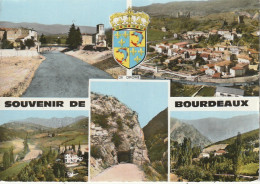 QU 6-(26) SOUVENIR DE BOURDEAUX - CARTE MULTIVUES COULEURS - BLASON - 2 SCANS - Otros & Sin Clasificación