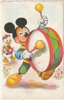 QU 9- MICKEY JOUANT DE LA GROSSE CAISSE ET DONALD AVEC UN BOUQUET DE FLEURS - DISNEY PRODUCTIONS 1962-  2 SCANS - Other & Unclassified