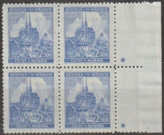062/ Pof. 60, Dark Grey Blue, Border 4-block, Plate Mark + - Unused Stamps