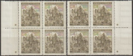 063/ Pof. 61, Brown Olive, Border 4-blocks, Plate Mark * - Ungebraucht