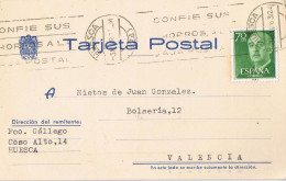53962. Tarjeta Comercial HUESCA 1963, Pedido De Tejidos A Valencia - Covers & Documents
