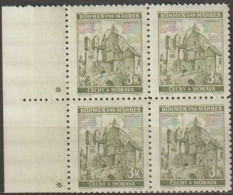 065/ Pof. 61, Yellow Green, Border 4-block, Plate Mark + - Ungebraucht