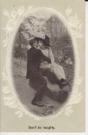 Don't Be Naughty, Photo Du Couple Ovale  Encadrement Fleurs Series No 9056 Photo Of The Oval Couple 2 Sc - Koppels